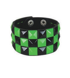 BLACK GREEN pyramid stud studded wristband strap